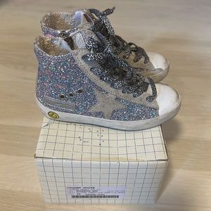 Kid’s Golden Goose glitter high top sneakers